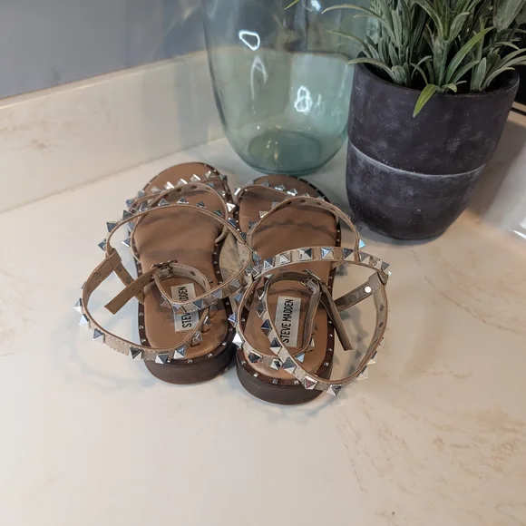 Steve Madden Brown Studded Sandals - Picture 2 of 2